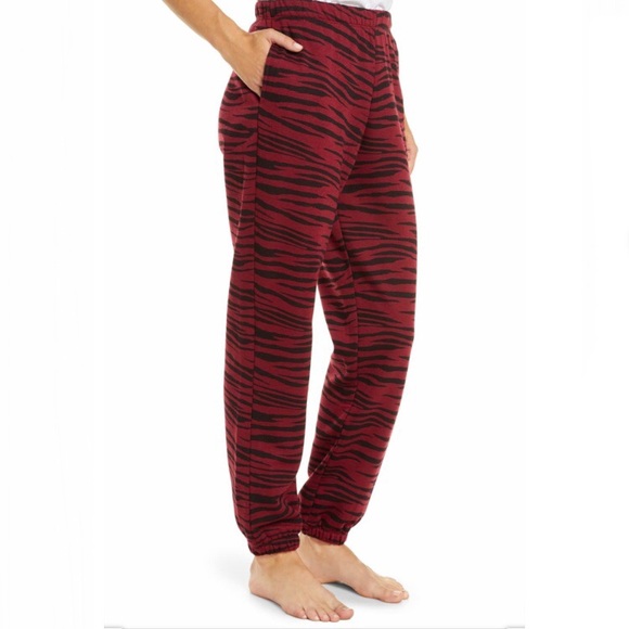 Socialite Tiger Print Stripes Red Black Sweat Pant - Picture 3 of 6